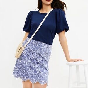 Loft Blue Eyelet Skirt